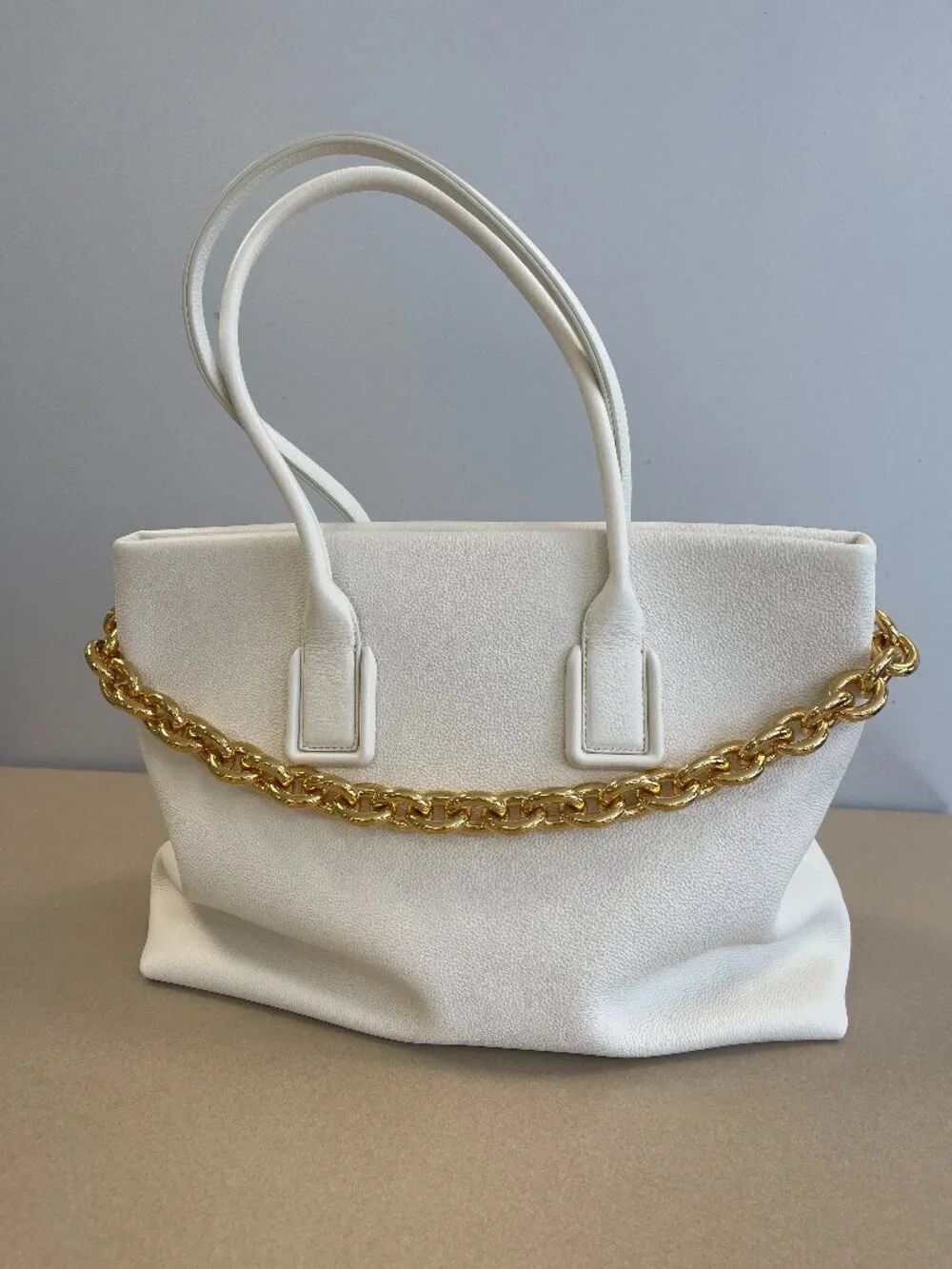 Bottega Veneta Mount Calfskin Leather Tote Bag with Chain Strap - Like New